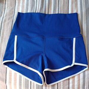 FP Movement by Free People High Waist Blue Shorts with White‎ Trim
